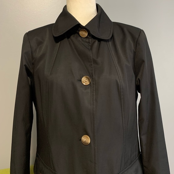 Gallery Classic Black Button Trench Coat - Picture 3 of 8